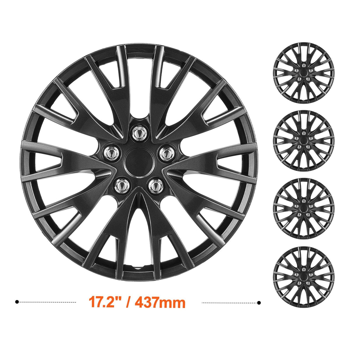 Wheel Rim Cover Hubcaps, 16 in Diameter, Sturdy & Durable Scratch-Resistant Hubcap with Snap & Valve Nozzle Hole, ABS & PC Hubcap with High Rigidity & Less Wind Drag, Fits for All Weather Use