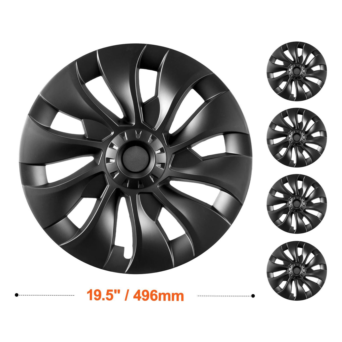 Wheel Rim Cover Hubcaps, 18 in, 2017-2023 Model 3 Fully Fit Hubcap with Snap, Guard Tape & Valve Nozzle Hole, ABS & PC Hubcap with High Rigidity & Less Wind Drag, Fits for All Weather Use