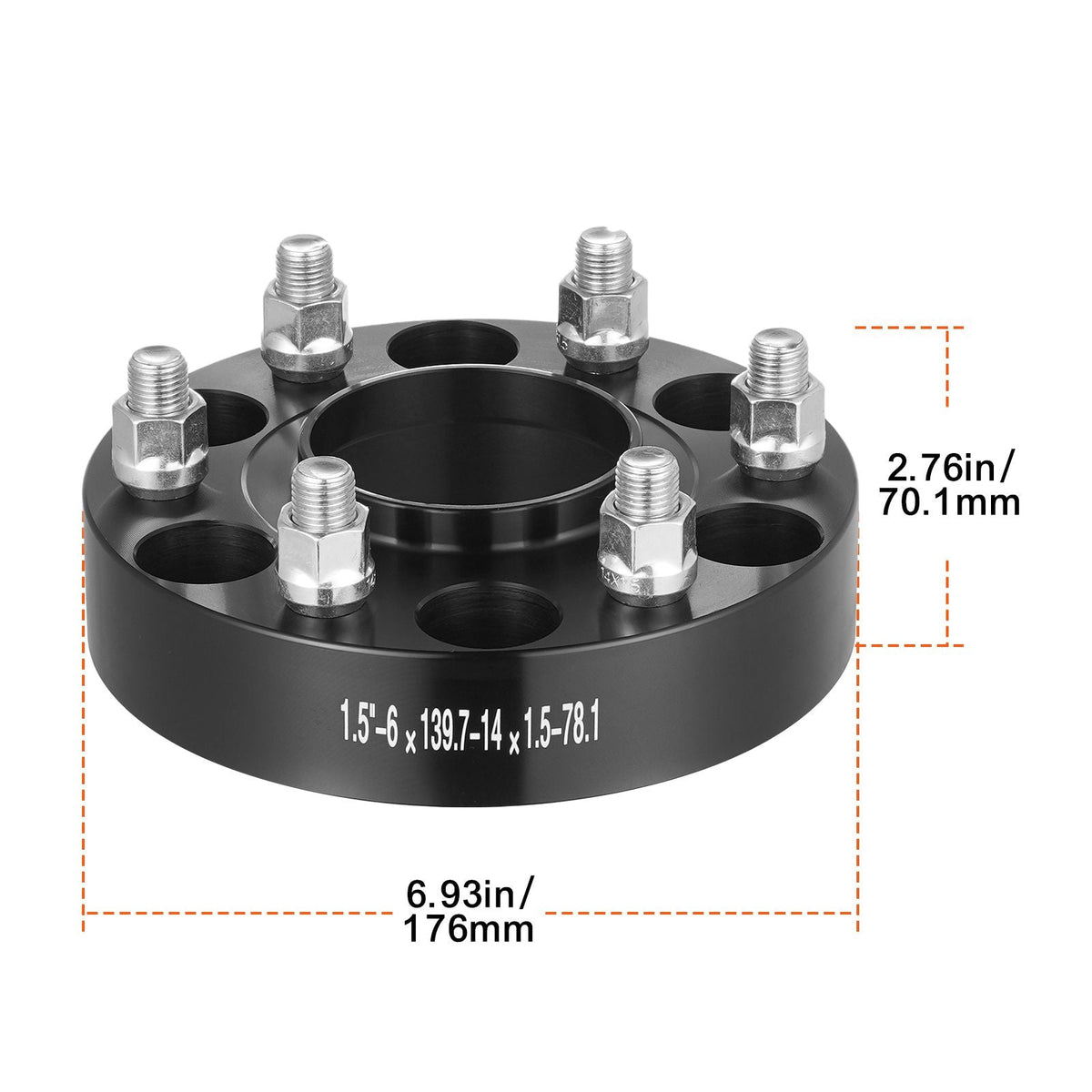 Wheel Spacers, 1.5" 6"x5" Wheel Adapters, 6 Lug Forged Spacer, 78.1 mm Bore Hubcentric M14 x1.5 Studs Spacers, Fit for 1995-2023 Chevrolet, GMC, and Cadillac, 4 PCS Black