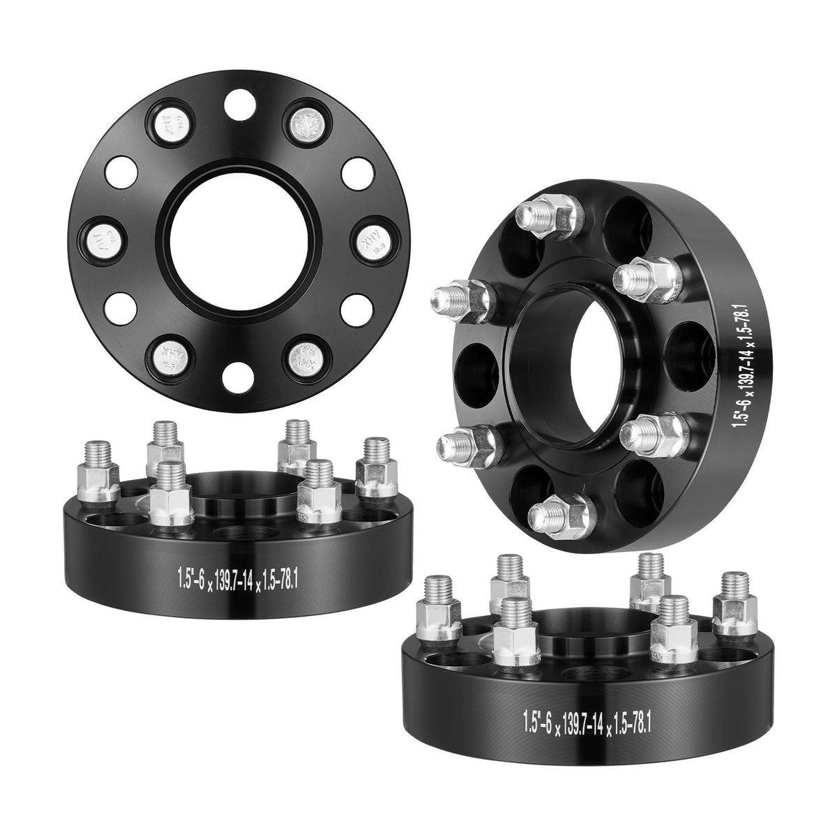 Wheel Spacers, 1.5" 6"x5" Wheel Adapters, 6 Lug Forged Spacer, 78.1 mm Bore Hubcentric M14 x1.5 Studs Spacers, Fit for 1995-2023 Chevrolet, GMC, and Cadillac, 4 PCS Black