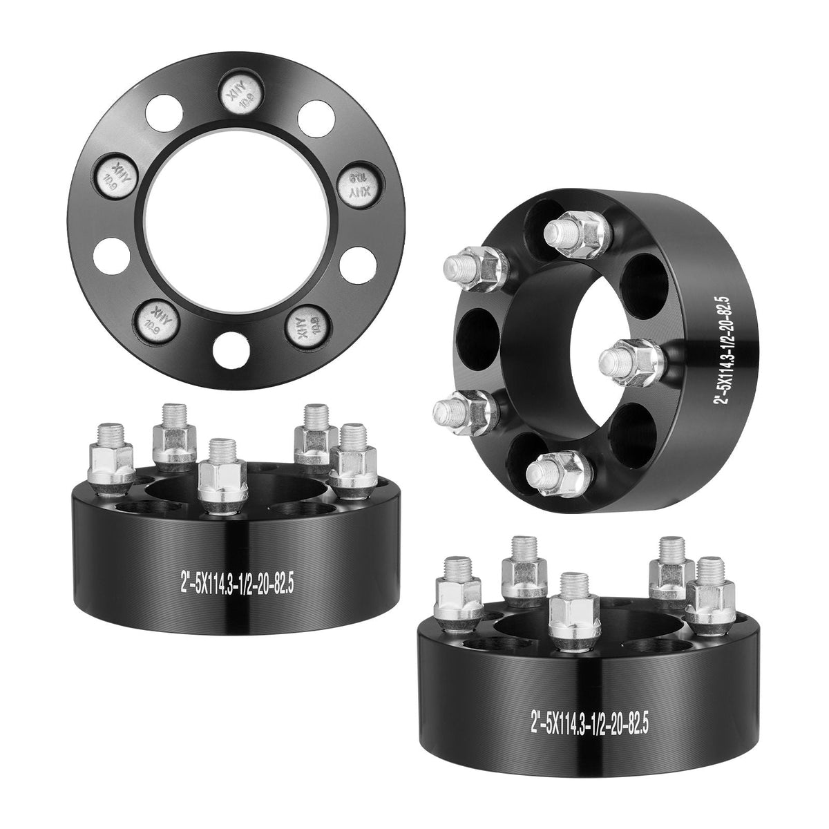 Wheel Spacers, 2" 5"x4.5" Wheel Adapters, 5 Lug Forged Spacer, 82.5 mm Bore Hubcentric 1/2"-20 Studs Spacers, Fit for 1984-2018 Jeep and Ford, 4 PCS Black
