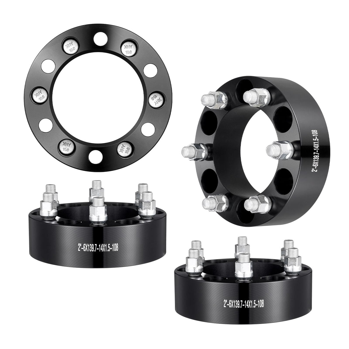 Wheel Spacers, 2" 6"x5.5" Wheel Adapters, 6 Lug Forged Spacer, 108 mm Bore Hubcentric M14 x1.5 Studs Spacers, Fit for 1988-2023 Chevrolet, GMC, and Cadillac, 4 PCS Black
