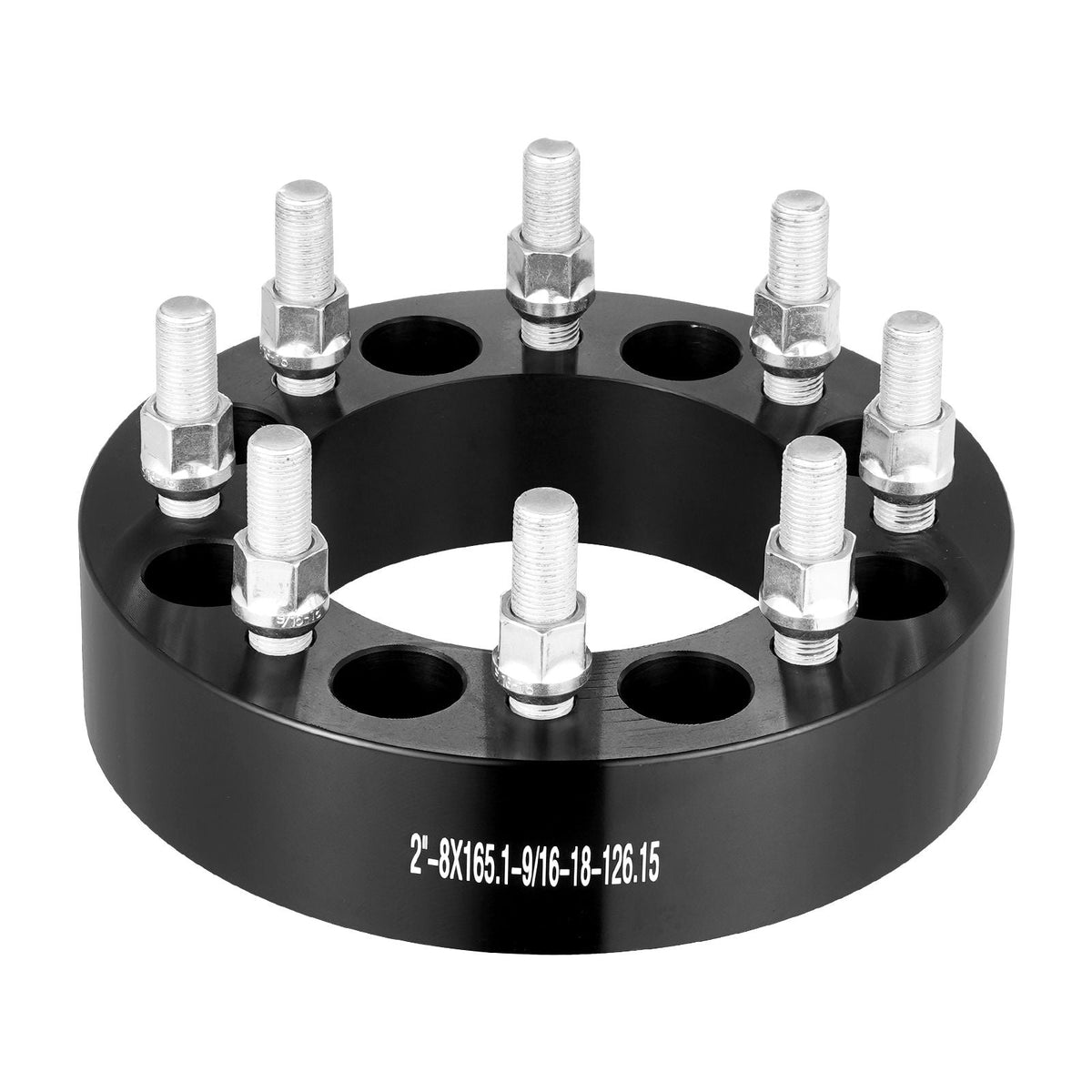 Wheel Spacers, 2" 8"x6.5" Wheel Adapters, 8 Lug Forged Spacer, 126 mm Bore Hubcentric 9/16"-18 Studs Spacers, Fit for Dodge Ram 2500, Ram 3500 and Ford F250, F350, 2 PCS Black