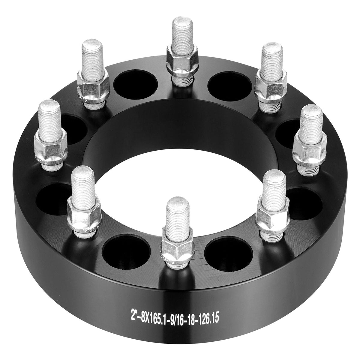 Wheel Spacers, 2" 8"x6.5" Wheel Adapters, 8 Lug Forged Spacer, 126 mm Bore Hubcentric 9/16"-18 Studs Spacers, Fit for Dodge Ram 2500, Ram 3500 and Ford F250, F350, 2 PCS Black