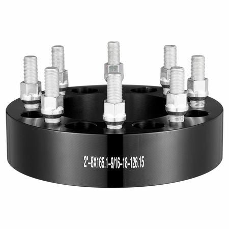 Wheel Spacers, 2" 8"x6.5" Wheel Adapters, 8 Lug Forged Spacer, 126 mm Bore Hubcentric 9/16"-18 Studs Spacers, Fit for Dodge Ram 2500, Ram 3500 and Ford F250, F350, 2 PCS Black