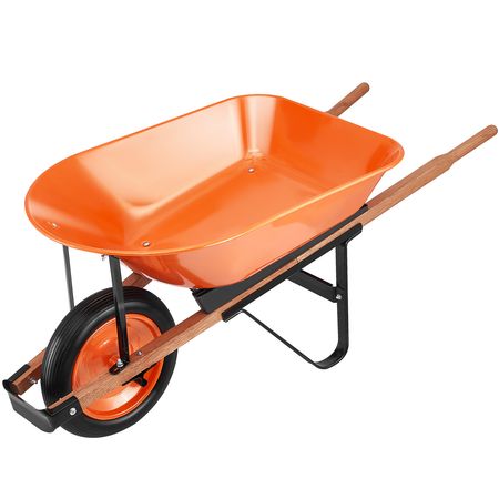 Wheelbarrow Cart, 5 Cu. Ft. Load & 330 lbs Capacity, One Wheel Garden Dump Cart, Garden Wagon with Metal Handle & 16" Wide Track Wheels, Easy Loading Utility Yard Cart & Wagons for Lawn Farm