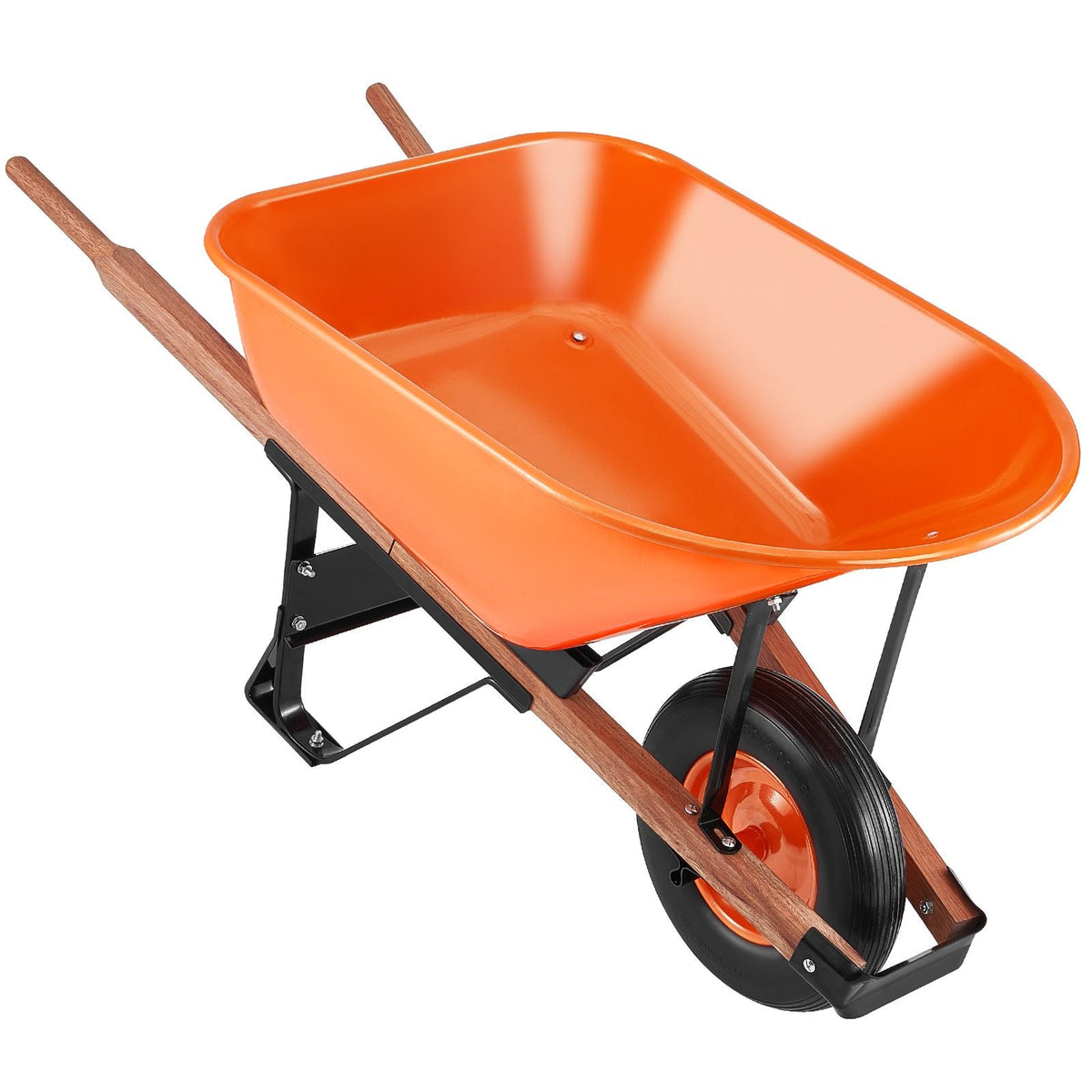 Wheelbarrow Cart, 6 Cu. Ft. Load & 330 lbs Capacity, One Wheel Garden Dump Cart Wheel Barrow with Metal Handle & 16" Wide Track Wheels, Easy Loading Utility Yard Cart & Wagons for Lawn Farm