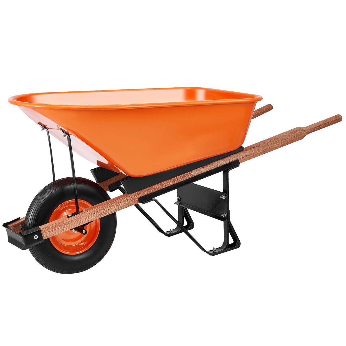 Wheelbarrow Cart, 6 Cu. Ft. Load & 330 lbs Capacity, One Wheel Garden Dump Cart Wheel Barrow with Metal Handle & 16" Wide Track Wheels, Easy Loading Utility Yard Cart & Wagons for Lawn Farm