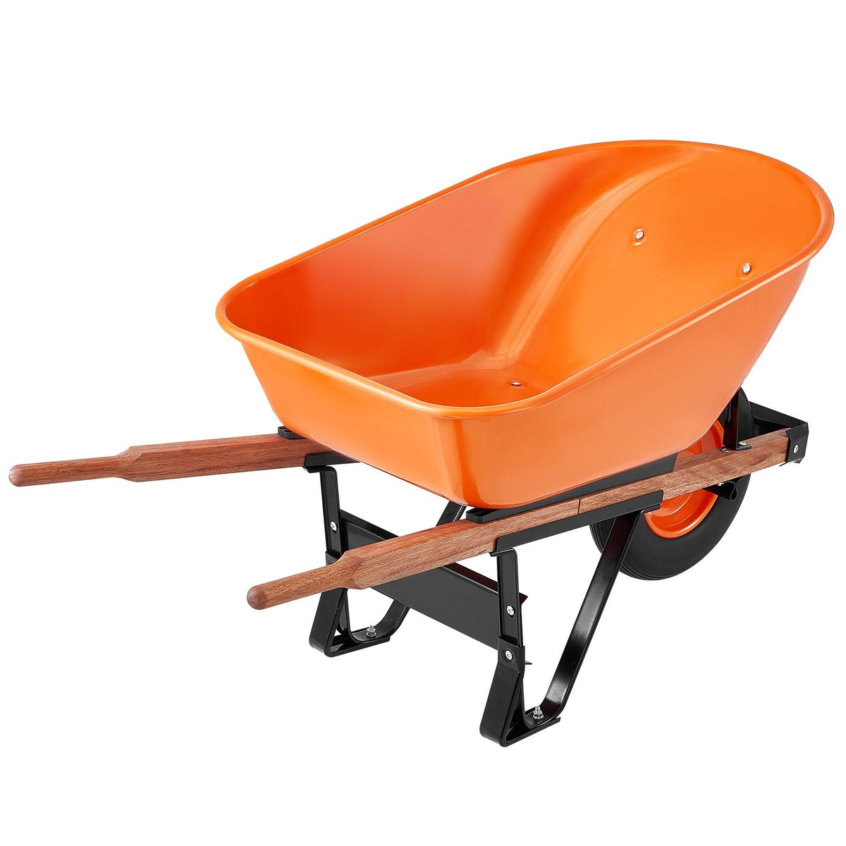 Wheelbarrow Cart, 6 Cu. Ft. Load & 330 lbs Capacity, One Wheel Garden Dump Cart Wheel Barrow with Metal Handle & 16" Wide Track Wheels, Easy Loading Utility Yard Cart & Wagons for Lawn Farm
