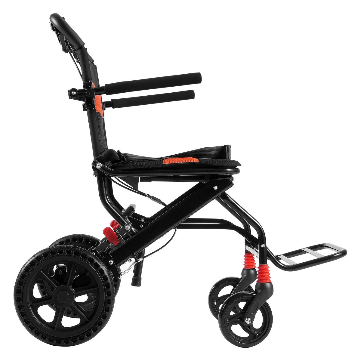 Wheelchair, Aluminum Alloy Ultra-Lightweight Transport Chair for Adults, Foldable Wheelchair with Flip-Back Desk-Length Arms, Self-locking Brake, 18-Inch Wide Seat, 220lbs Weight Capacity