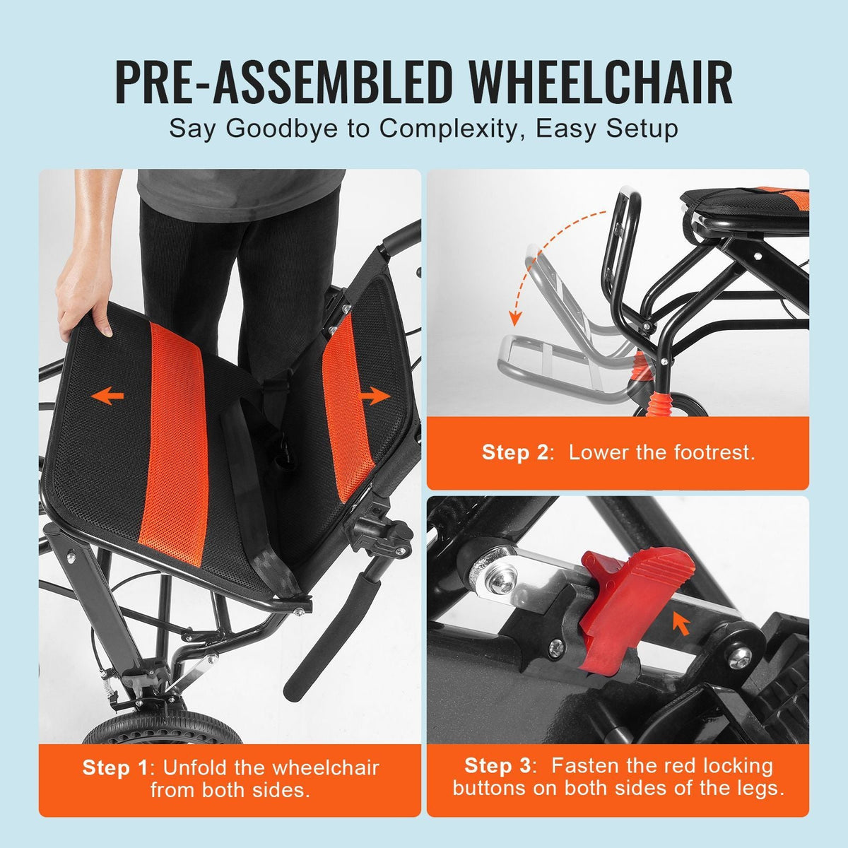 Wheelchair, Aluminum Alloy Ultra-Lightweight Transport Chair for Adults, Foldable Wheelchair with Flip-Back Desk-Length Arms, Self-locking Brake, 18-Inch Wide Seat, 220lbs Weight Capacity