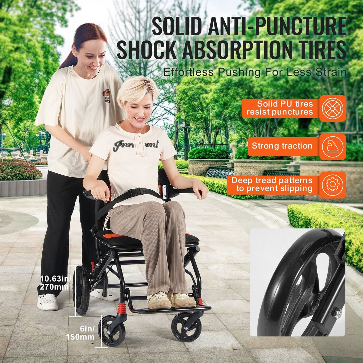 Wheelchair, Aluminum Alloy Ultra-Lightweight Transport Chair for Adults, Foldable Wheelchair with Flip-Back Desk-Length Arms, Self-locking Brake, 18-Inch Wide Seat, 220lbs Weight Capacity