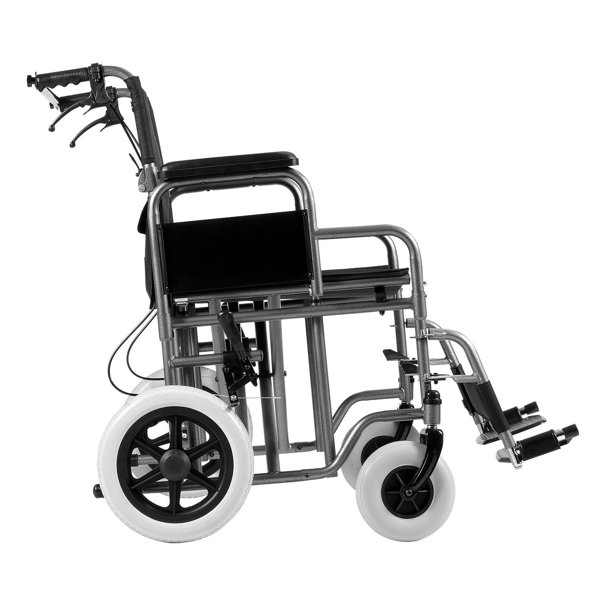 Wheelchair, Carbon Steel Transport Chair for Adults, Foldable Wheelchair with Detachable Armrest, Self-locking Brake, 24-Inch Wide Seat, 300lbs Weight Capacity, for the Disabled Move Freely
