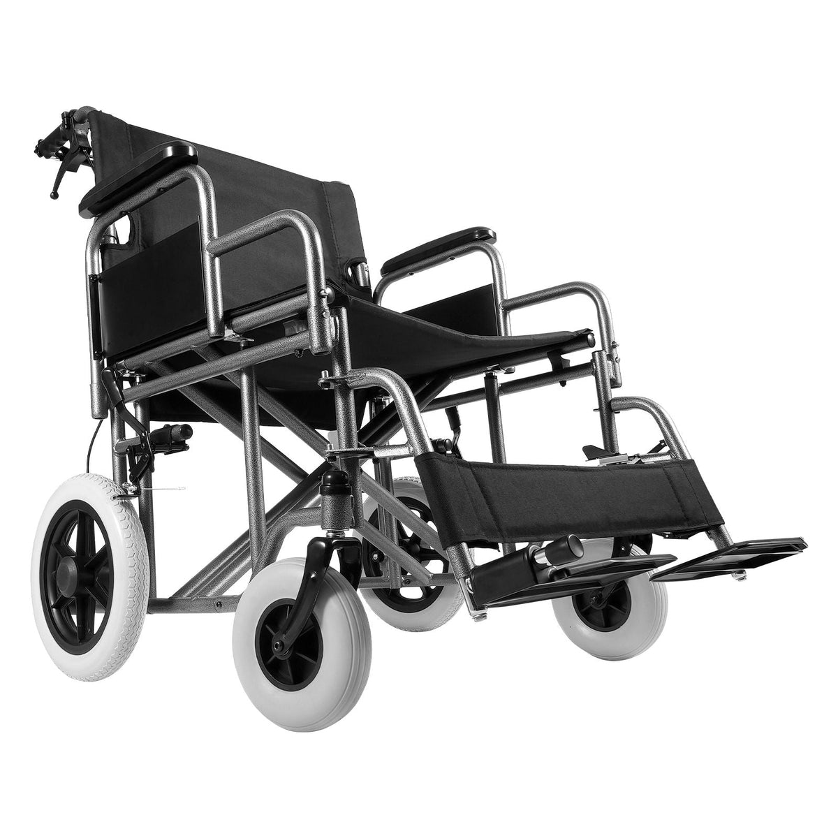 Wheelchair, Carbon Steel Transport Chair for Adults, Foldable Wheelchair with Detachable Armrest, Self-locking Brake, 24-Inch Wide Seat, 300lbs Weight Capacity, for the Disabled Move Freely
