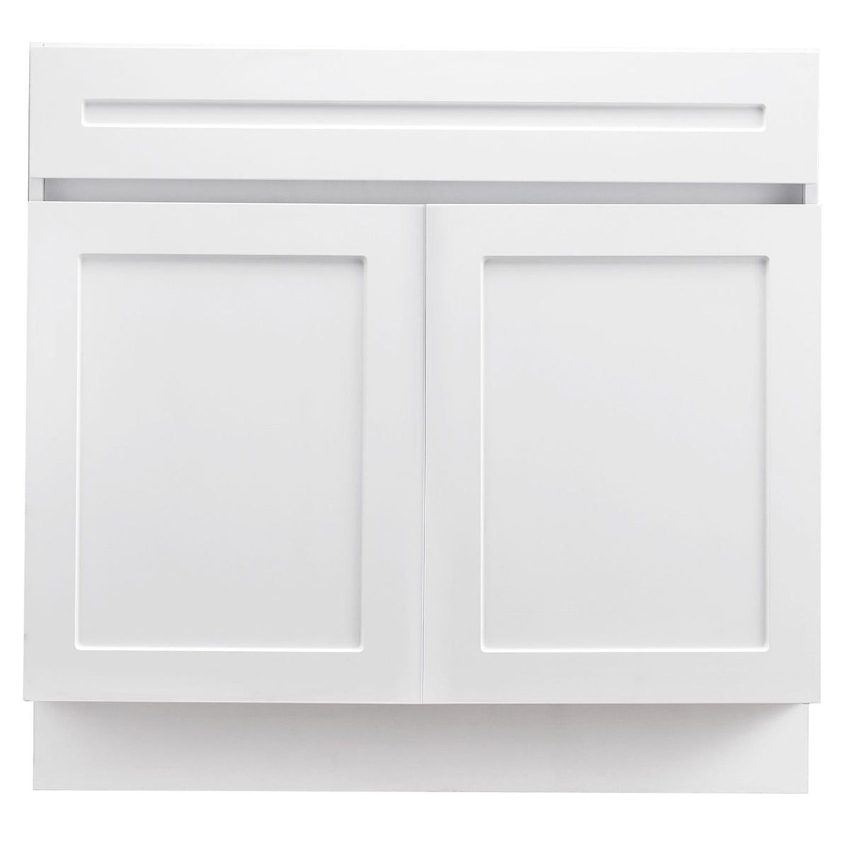 White Shaker Base Cabinet, 36-Inch Unassembled Sink Base Cabinet, 36" W x 24" D x 34.5" H Ready to Assemble Cabinet with Soft-Close Doors and Adjustable Shelf, for Home Office