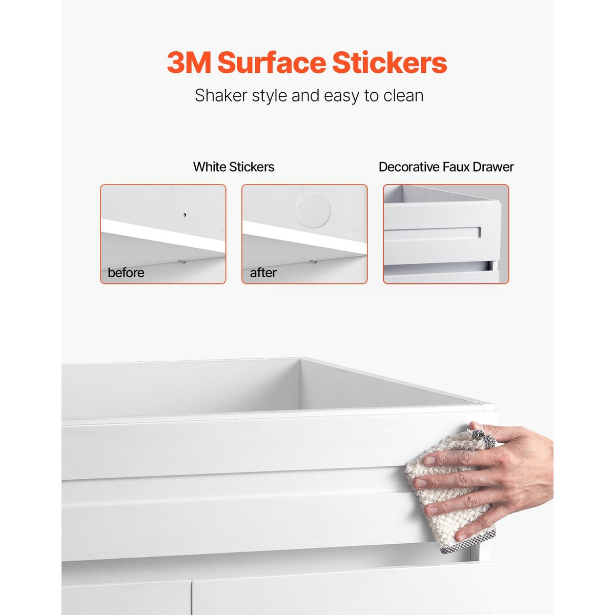 White Shaker Base Cabinet, 36-Inch Unassembled Sink Base Cabinet, 36" W x 24" D x 34.5" H Ready to Assemble Cabinet with Soft-Close Doors and Adjustable Shelf, for Home Office