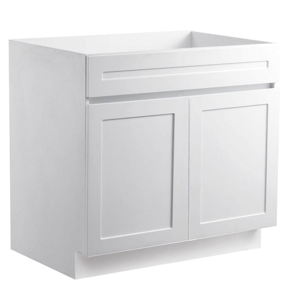 White Shaker Base Cabinet, 36-Inch Unassembled Sink Base Cabinet, 36" W x 24" D x 34.5" H Ready to Assemble Cabinet with Soft-Close Doors and Adjustable Shelf, for Home Office