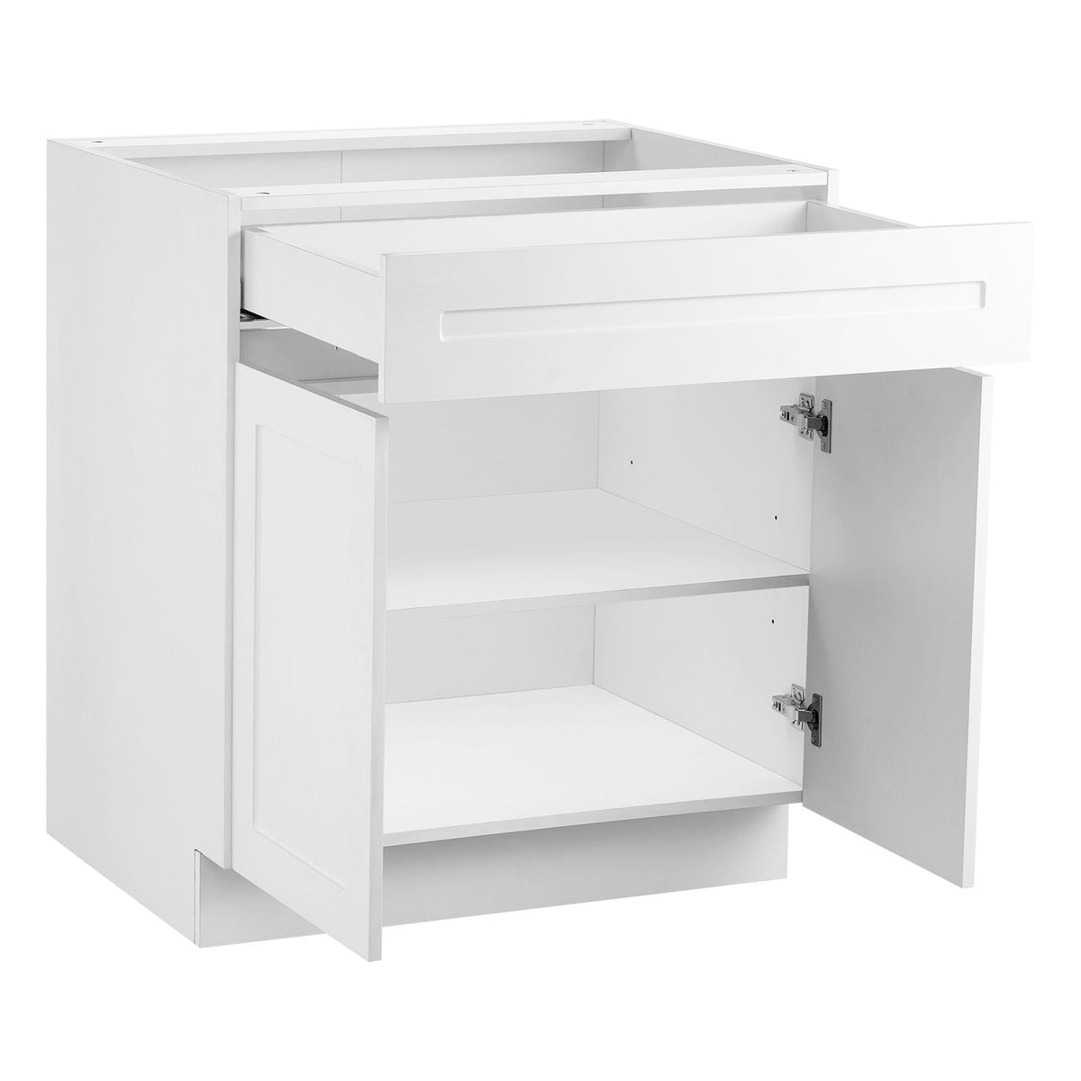 White Shaker Base Cabinet with Drawer, 36-Inch Unassembled Drawer Base Cabinet, 36" W x 24" D x 34.5" H Ready to Assemble Cabinet with Soft-Close Doors and Adjustable Shelf, for Home Office
