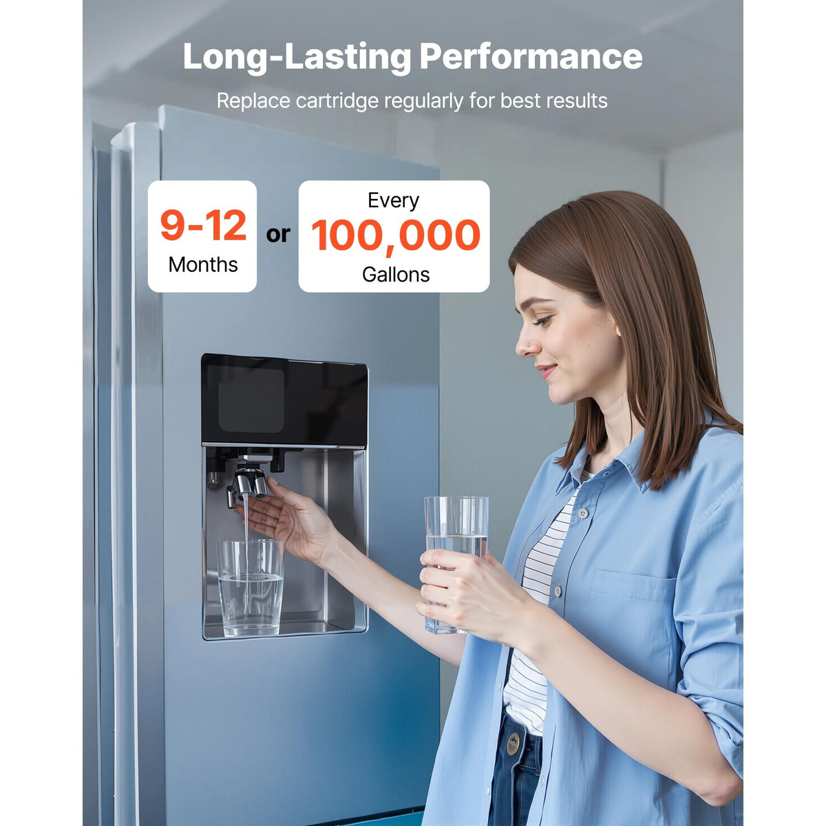 Whole House Water Filter Replacement Cartridge, 4.5" x 20" Iron & Manganese Reducing Replacement Filter for 3-Stage Whole Home Water Filtration System, Reduce Chlorine, Bad Taste, Odor