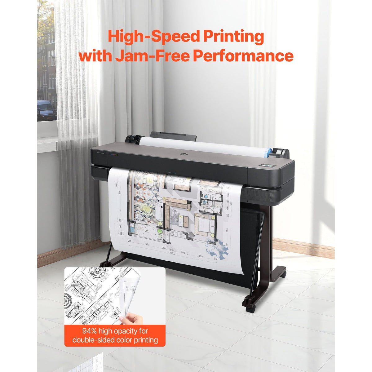 Wide Format Paper, 24 in x 150 ft Plotter Roll, 2 Rolls CAD Bond Rolls with 2 in Core, 20 LB Bond Paper Rolls, Ideal for CAD Drawings, Engineering Plans, GIS Maps, and Architectural Designs