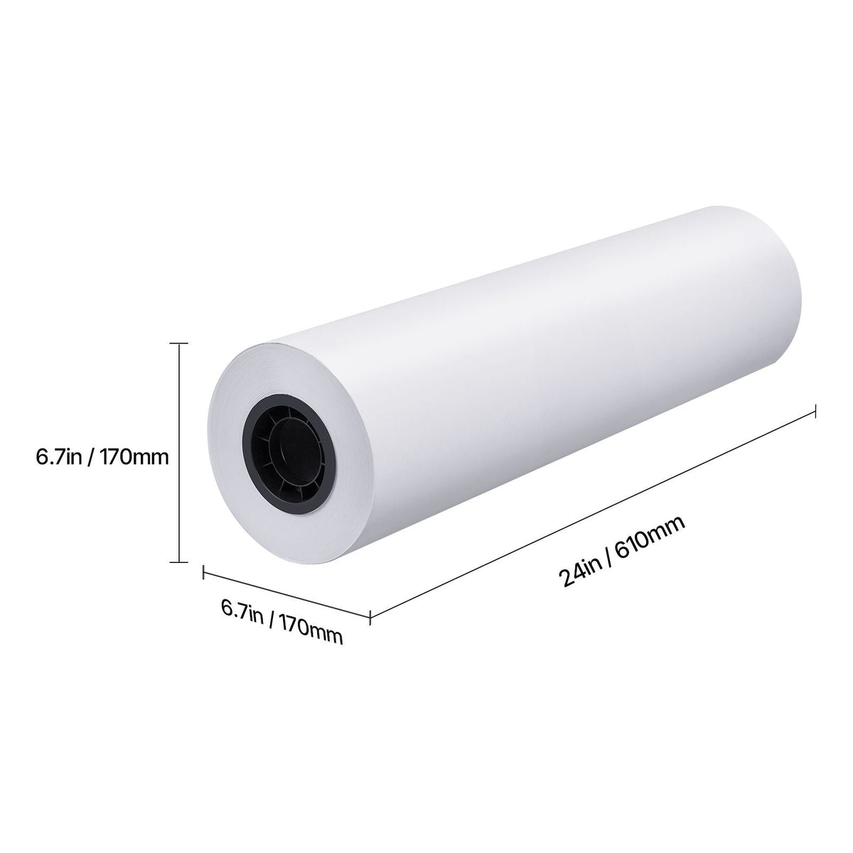 Wide Format Paper, 24 in x 500 ft Plotter Paper, 2 Rolls CAD Bond Rolls with 3 in Core, 20 LB Bond Paper Rolls, Idea for CAD Drawings, Engineering Plans, GIS Maps & Architectural Designs