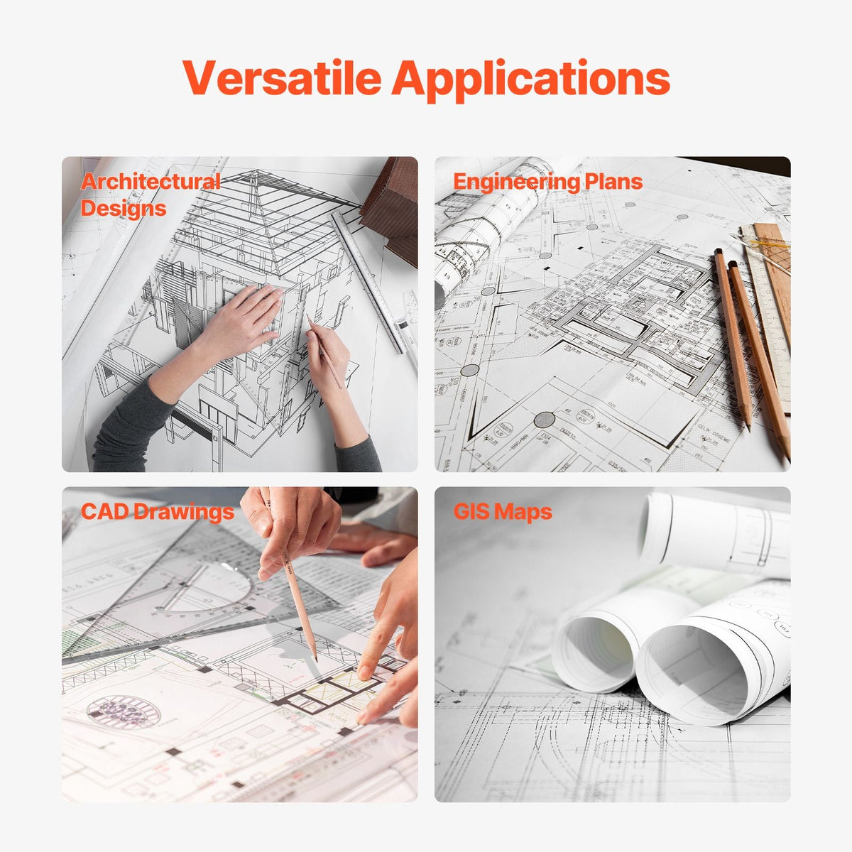 Wide Format Paper, 24 in x 500 ft Plotter Paper, 2 Rolls CAD Bond Rolls with 3 in Core, 20 LB Bond Paper Rolls, Idea for CAD Drawings, Engineering Plans, GIS Maps & Architectural Designs