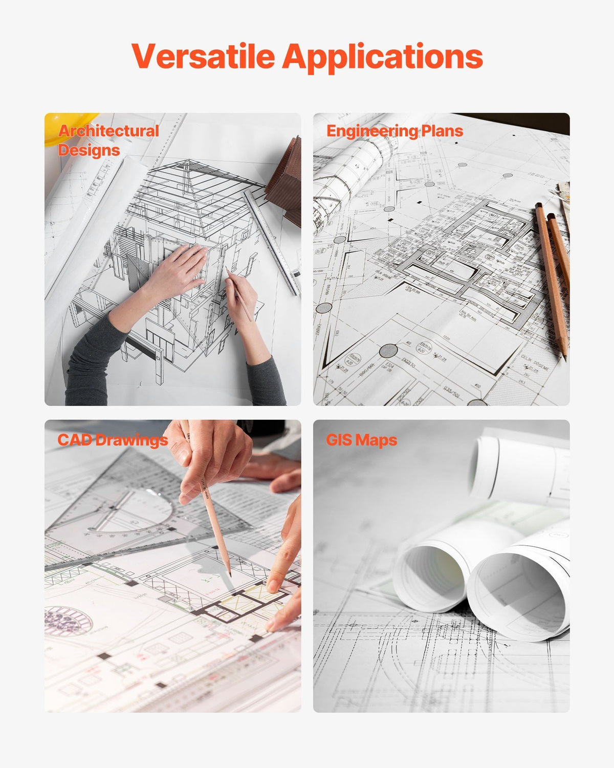 Wide Format Paper, 30 in x 500 ft Plotter Roll, 2 Rolls CAD Bond Rolls with 3 in Core, 20 LB Bond Paper Rolls, Ideal for CAD Drawings, Engineering Plans, GIS Maps, and Architectural Designs