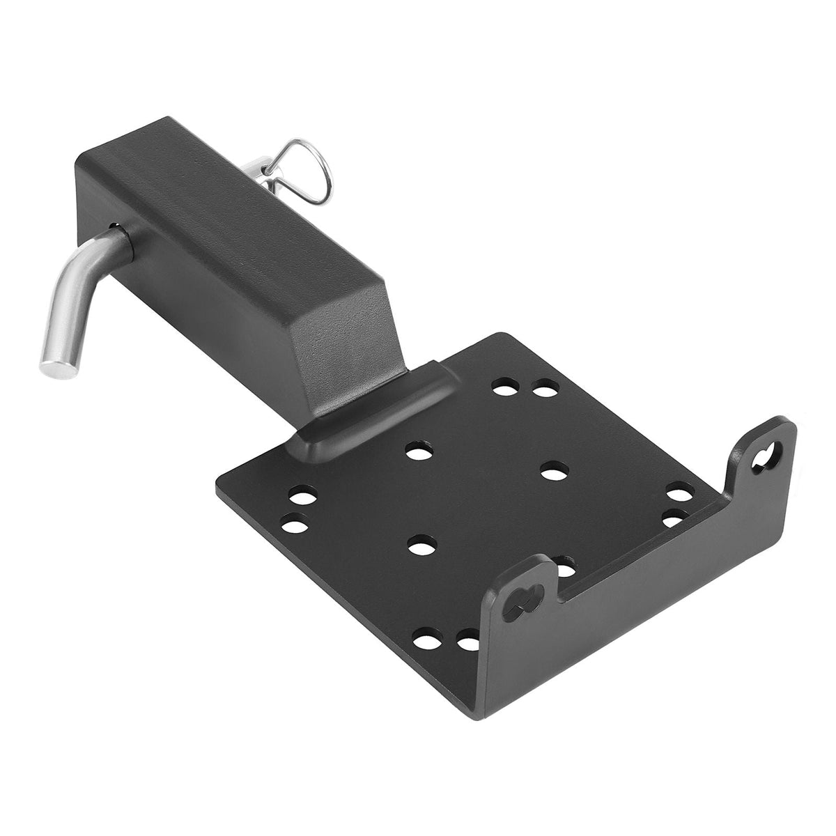 Winch Mount, 3600 lbs / 1633 kg Load Capacity, Trailer Hitch Winch Mount with 2-inch Receiver, 2/4 Winch Bolt Holes, Powder Coated Steel, Suitable for ATV UTV Pickup Truck, Black