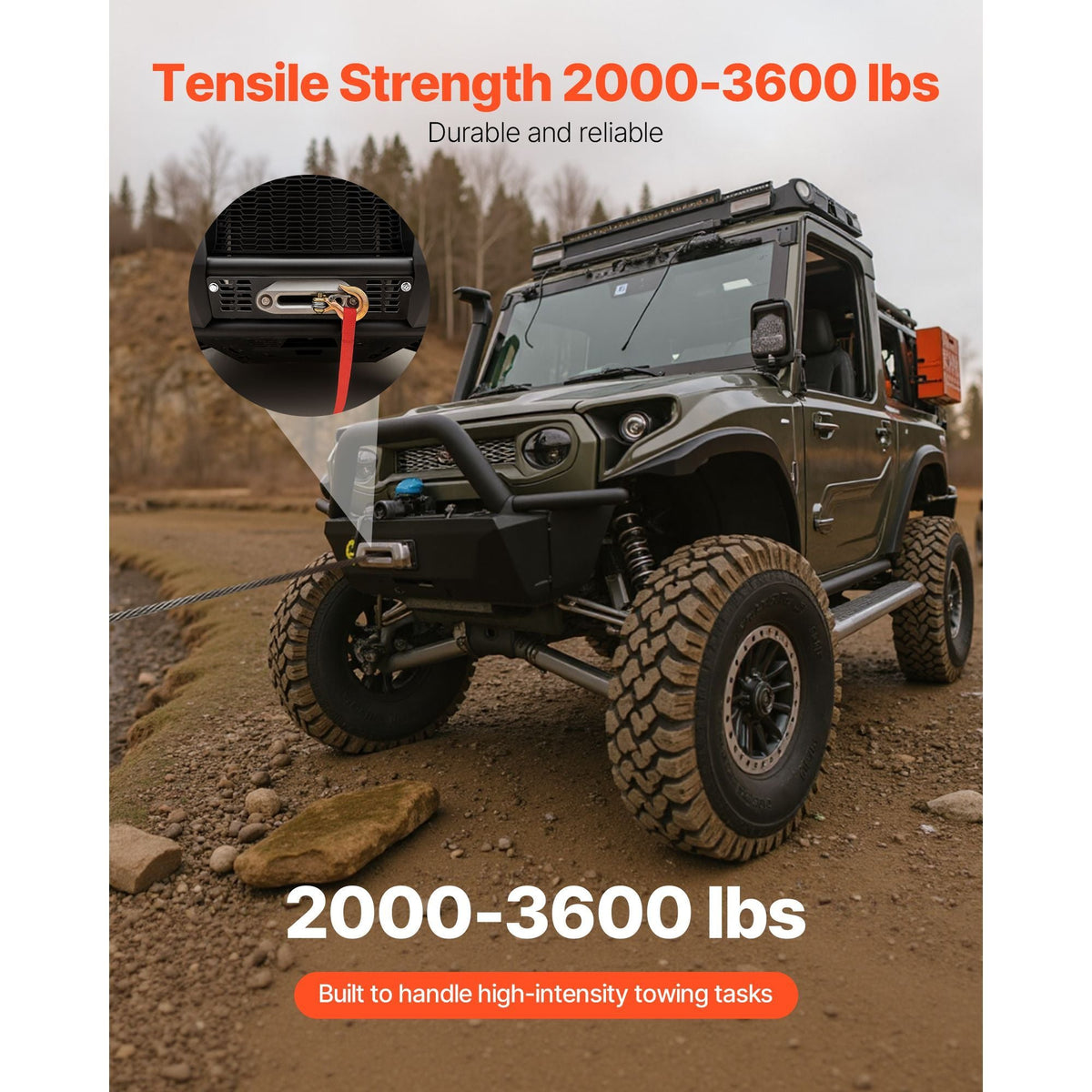 Winch Mount, Winch Capacity of 907-1633 kg, Trailer Hitch Winch Mount for Select Polaris Ranger Models (2010-2021), 3 Mounting Hole Design, Powder Coated Steel, Fit for Muddy Road Rescue