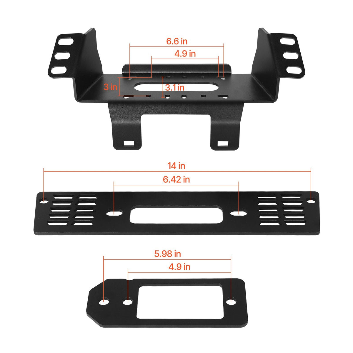 Winch Mount, Winch Capacity of 907-1633 kg, Trailer Hitch Winch Mount for Select Polaris Ranger Models (2010-2021), 3 Mounting Hole Design, Powder Coated Steel, Fit for Muddy Road Rescue