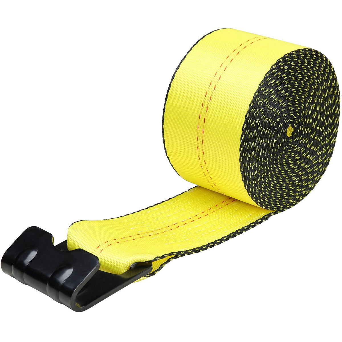 Winch Straps, 4" x 30', 6000 lbs Load Capacity, 18000 lbs Break Strength, Truck Straps with Flat Hook, Flatbed Tie Downs Cargo Control for Trailers, Farms, Rescues, Tree Saver, Yellow (4 Pack)