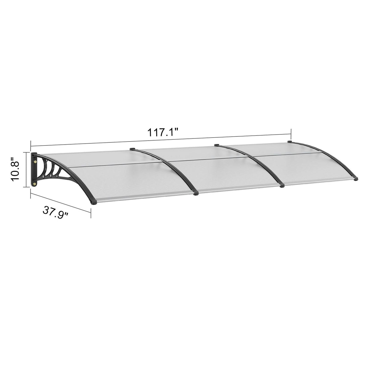 Window Door Awning Canopy, 38" x 117" Door Canopy Exterior, UF50+ PC Sunshade Sheet Awnings, Outdoor Patio Awning Sun Shade, Transparent, Waterproof, for Sun Shutter, UV, Rain, Snow Protection