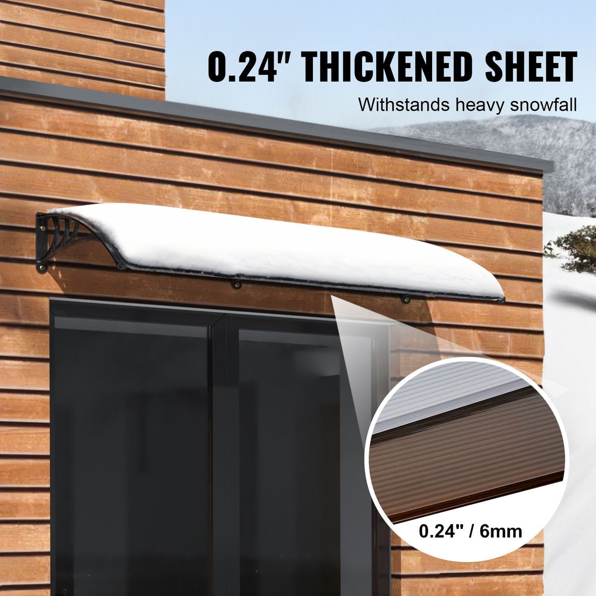 Window Door Awning Canopy, 38" x 117" Door Canopy Exterior, UF50+ PC Sunshade Sheet Awnings, Outdoor Patio Awning Sun Shade, Transparent, Waterproof, for Sun Shutter, UV, Rain, Snow Protection