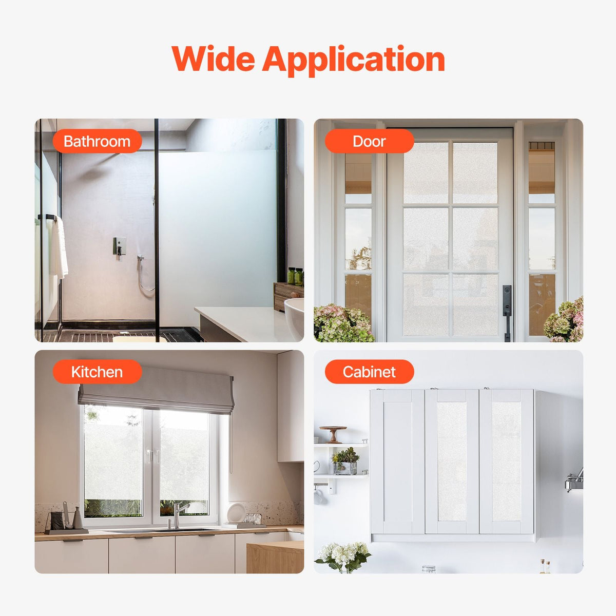 Window Privacy Film, Frosted Glass Window Film, Sun Blocking Heat Control, Non Adhesive Static Cling Reflective Window Tint for Home and Office, Glass Door Bathroom Covering, 23.6 in x 6.5 ft
