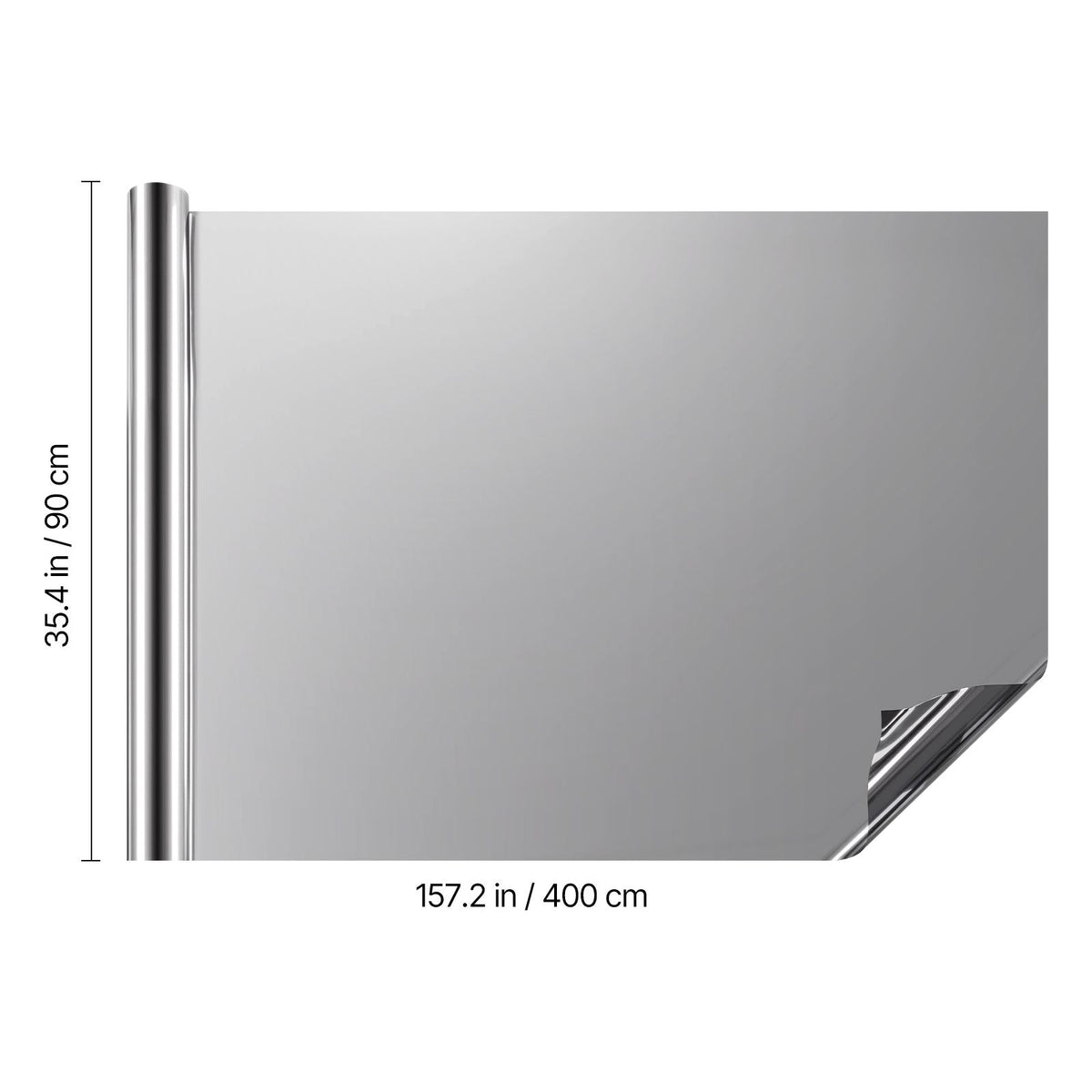 Window Privacy Film, One Way Window Tint, Daytime Mirror Reflective Heat Control Glass, Static Cling Sun Blocking See out Not in Window Film for Home and Office, Black-Silver, 35.4 in x 13.1 ft