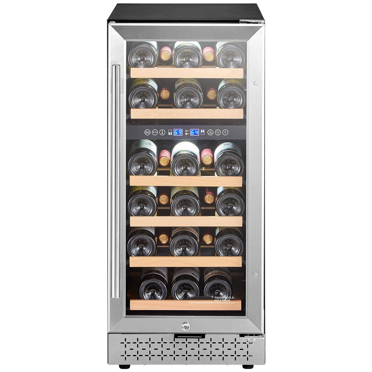 Wine Cooler, 28 Bottle Dual Zone Wine Fridge, Mini Wine Cooler Refrigerator with Glass Door, Adjustable Shelves, Digital Temperature Control, Built-in & Freestanding Fridge for Home Office Bar