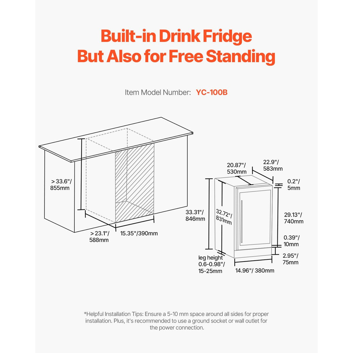 Wine Cooler, 28 Bottle Dual Zone Wine Fridge, Mini Wine Cooler Refrigerator with Glass Door, Adjustable Shelves, Digital Temperature Control, Built-in & Freestanding Fridge for Home Office Bar