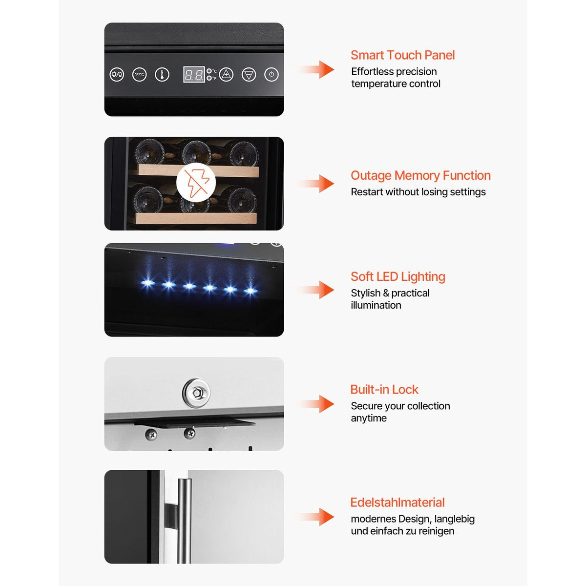 Wine Cooler, 28 Bottle Wine Fridge, Mini Wine Cooler Refrigerator with Glass Door, Adjustable Shelves, Digital Temperature Control, Built-in & Freestanding Cooler Fridge for Home, Office, Bar