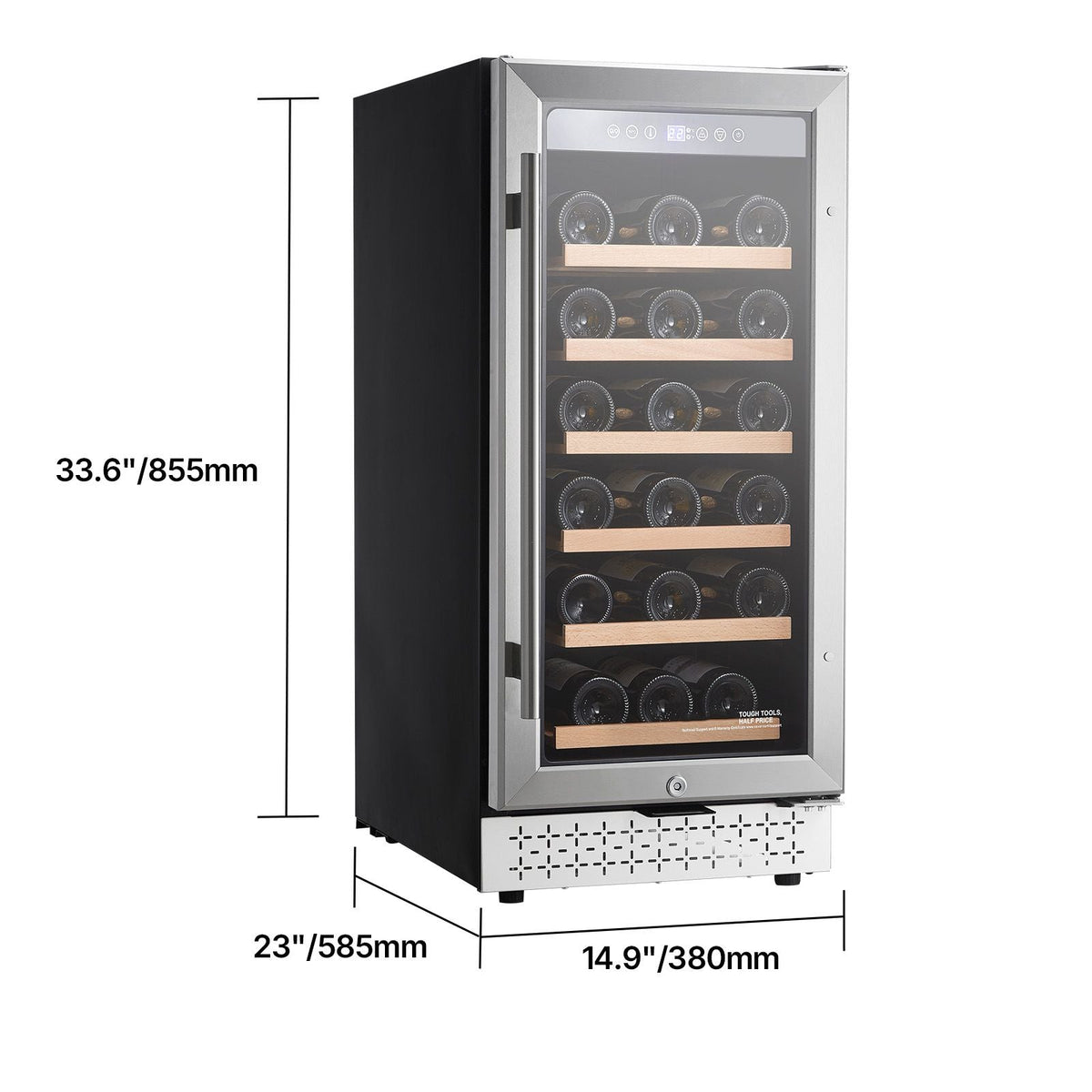 Wine Cooler, 28 Bottle Wine Fridge, Mini Wine Cooler Refrigerator with Glass Door, Adjustable Shelves, Digital Temperature Control, Built-in & Freestanding Cooler Fridge for Home, Office, Bar