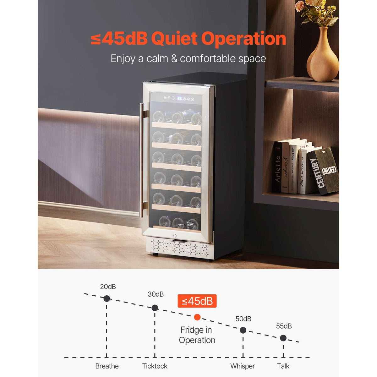 Wine Cooler, 28 Bottle Wine Fridge, Mini Wine Cooler Refrigerator with Glass Door, Adjustable Shelves, Digital Temperature Control, Built-in & Freestanding Cooler Fridge for Home, Office, Bar