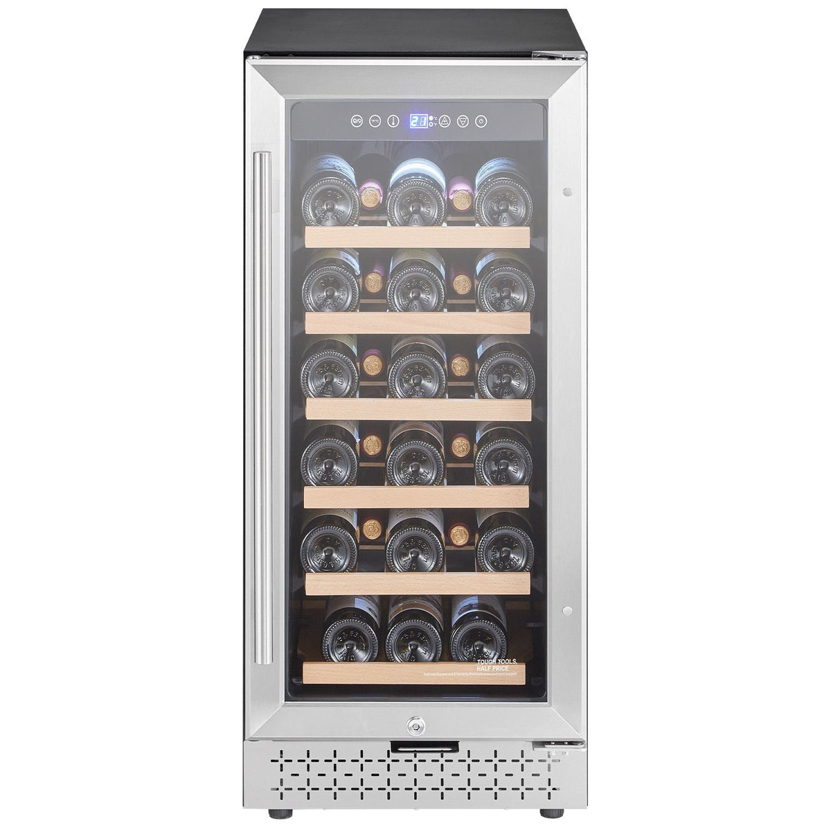 Wine Cooler, 28 Bottle Wine Fridge, Mini Wine Cooler Refrigerator with Glass Door, Adjustable Shelves, Digital Temperature Control, Built-in & Freestanding Cooler Fridge for Home, Office, Bar