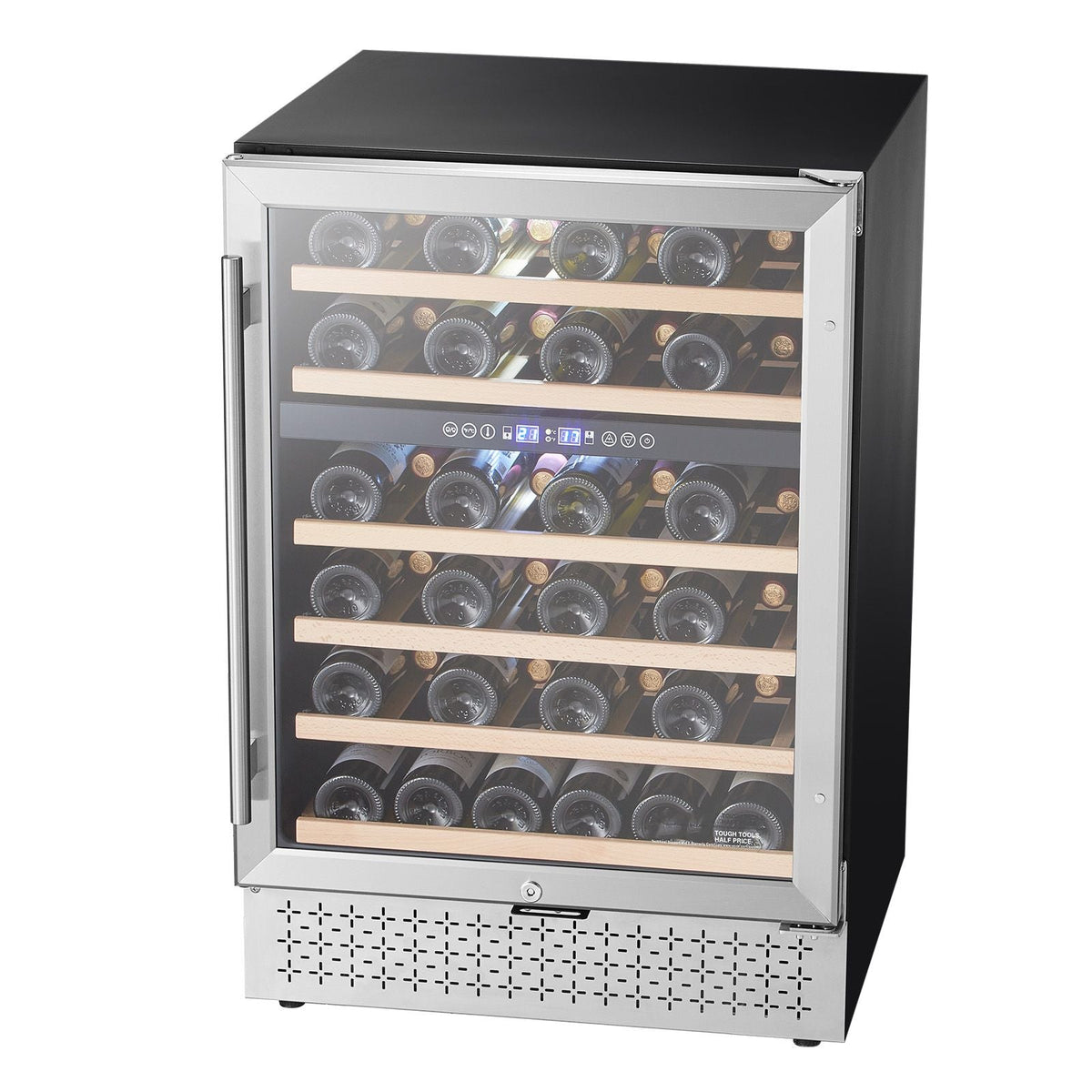 Wine Cooler, 46 Bottle Dual Zone Wine Fridge, Built-in & Freestanding Fridge with Glass Door, Adjustable Shelves, Digital Temperature Control, Wine Cooler Refrigerator for Home, Office, Bar