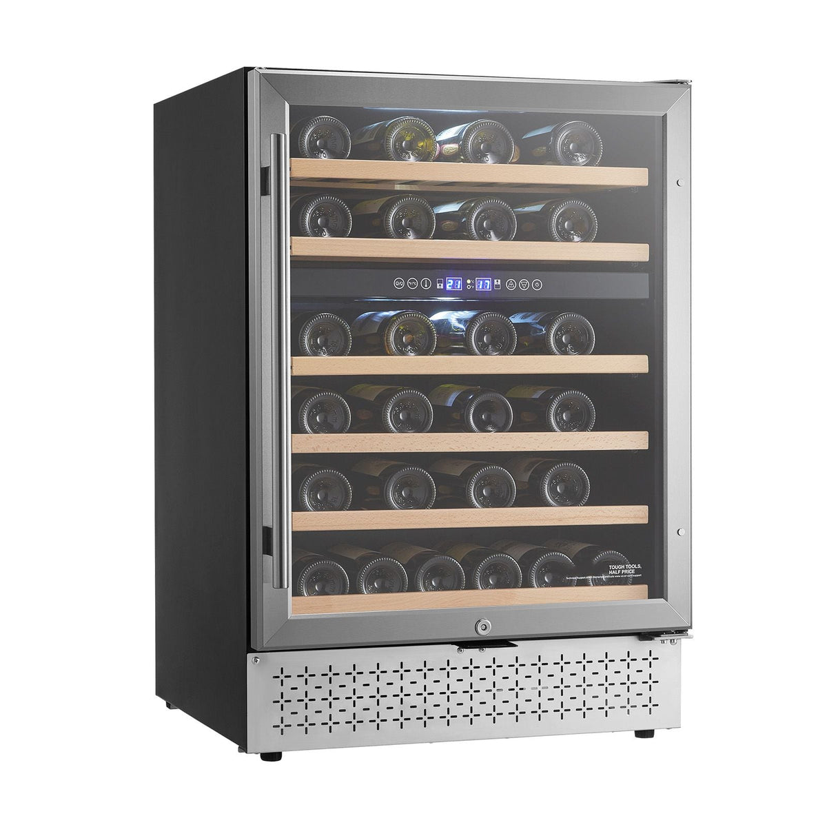 Wine Cooler, 46 Bottle Dual Zone Wine Fridge, Built-in & Freestanding Fridge with Glass Door, Adjustable Shelves, Digital Temperature Control, Wine Cooler Refrigerator for Home, Office, Bar