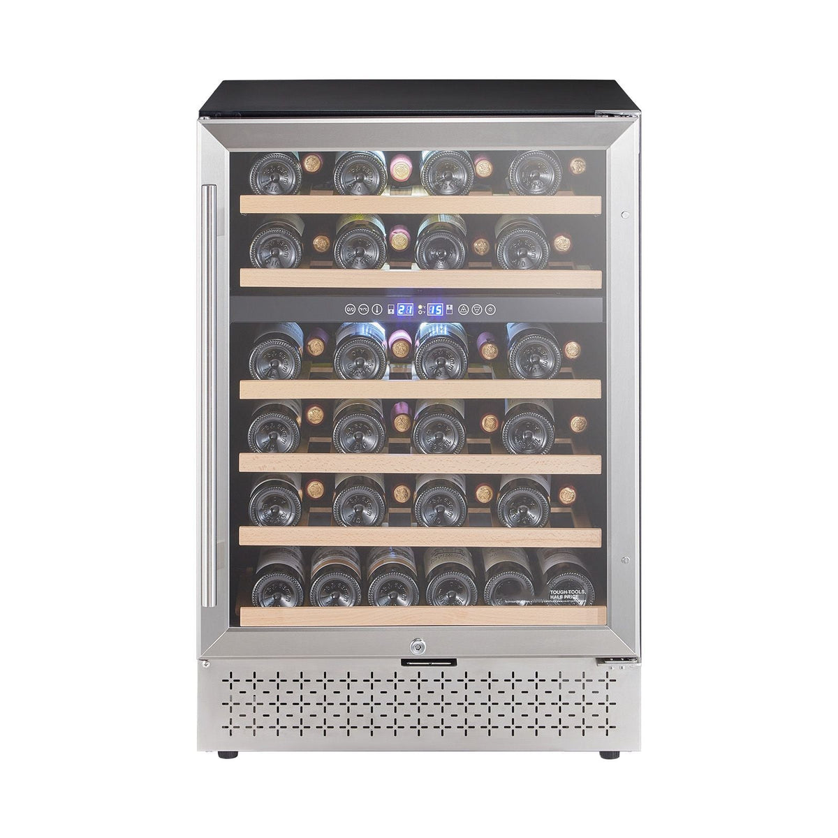 Wine Cooler, 46 Bottle Dual Zone Wine Fridge, Built-in & Freestanding Fridge with Glass Door, Adjustable Shelves, Digital Temperature Control, Wine Cooler Refrigerator for Home, Office, Bar