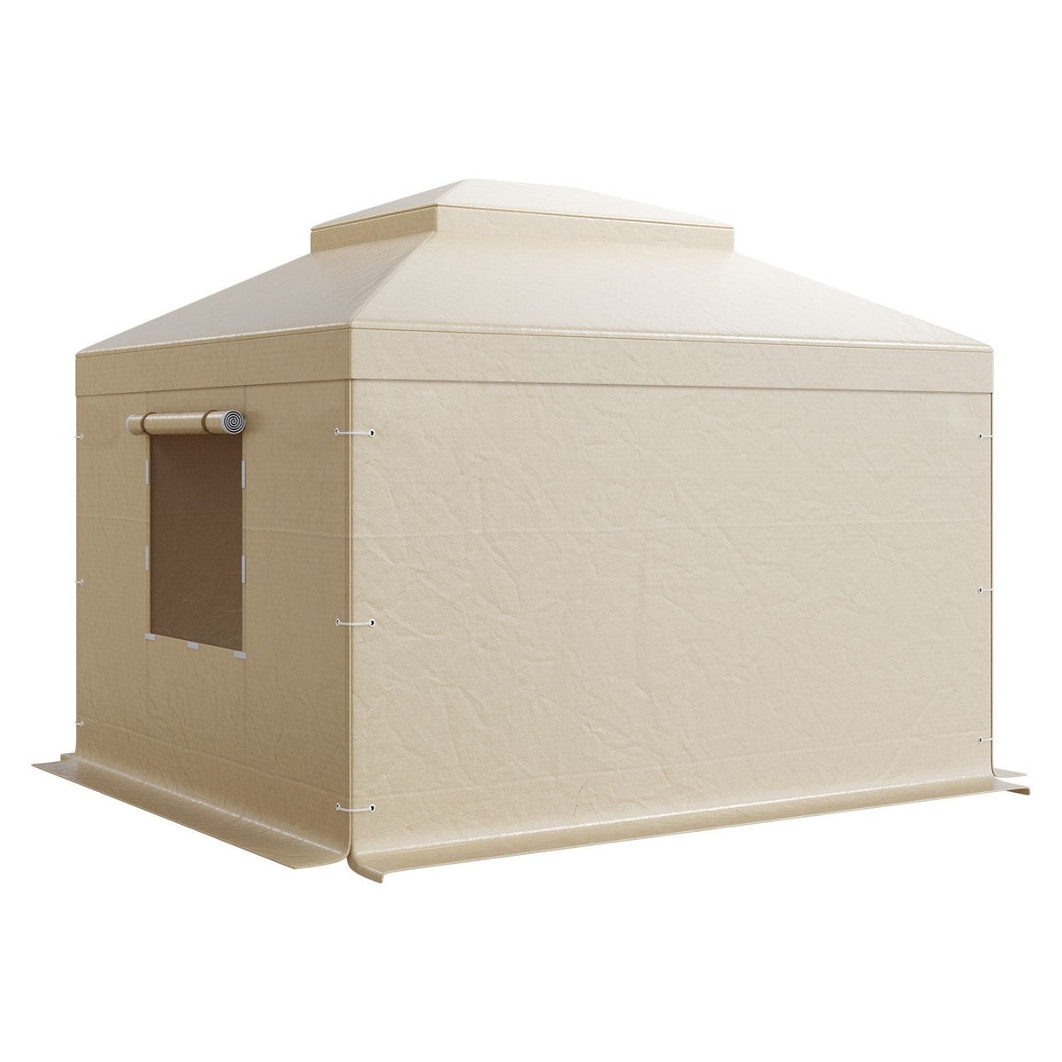 Winter Gazebo Cover Fits 10 x 10 ft Hardtop Gazebos, All-Weather Double-Tiered Gazebo Cover with Sidewalls & Mesh Windows, High-Density PE Enclosed Storage Shelter Covers, Gazebos not Included
