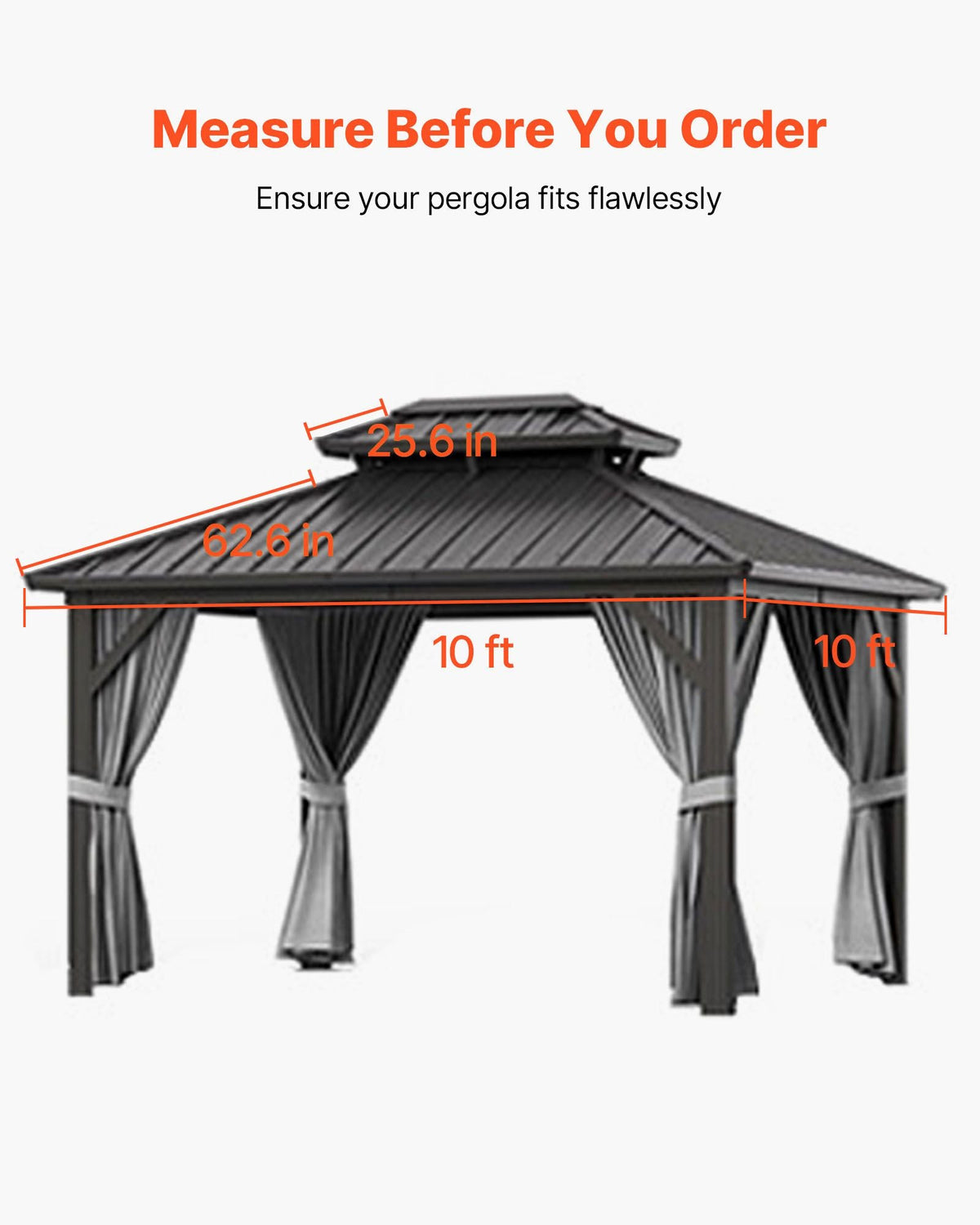 Winter Gazebo Cover Fits 10 x 10 ft Hardtop Gazebos, All-Weather Double-Tiered Gazebo Cover with Sidewalls & Mesh Windows, High-Density PE Enclosed Storage Shelter Covers, Gazebos not Included