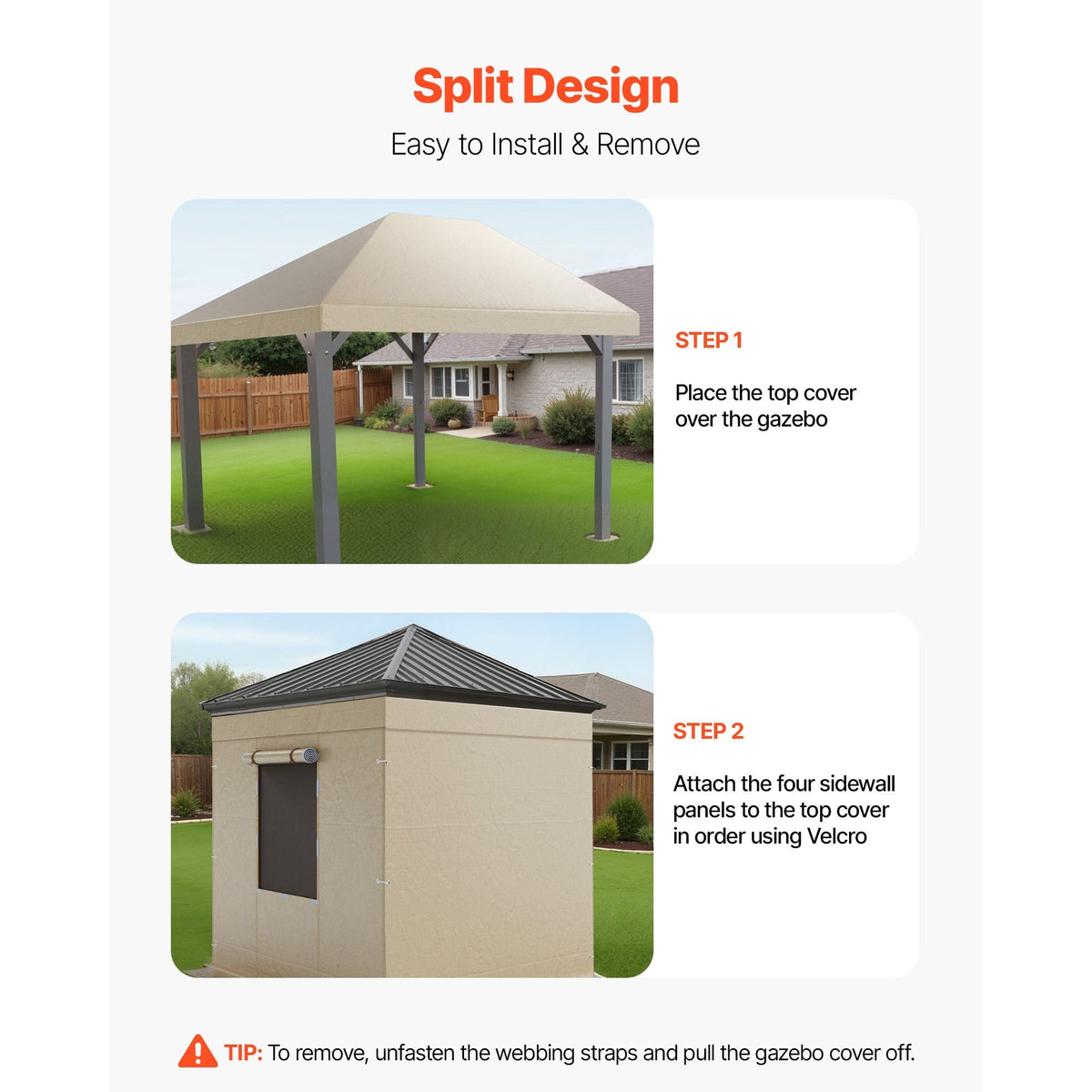 Winter Gazebo Cover Fits 10 x 10 ft Hardtop Gazebos, All-Weather Double-Tiered Gazebo Cover with Sidewalls & Mesh Windows, High-Density PE Enclosed Storage Shelter Covers, Gazebos not Included