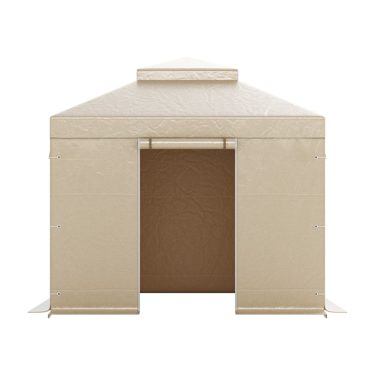 Winter Gazebo Cover Fits 10 x 10 ft Hardtop Gazebos, All-Weather Double-Tiered Gazebo Cover with Sidewalls & Mesh Windows, High-Density PE Enclosed Storage Shelter Covers, Gazebos not Included