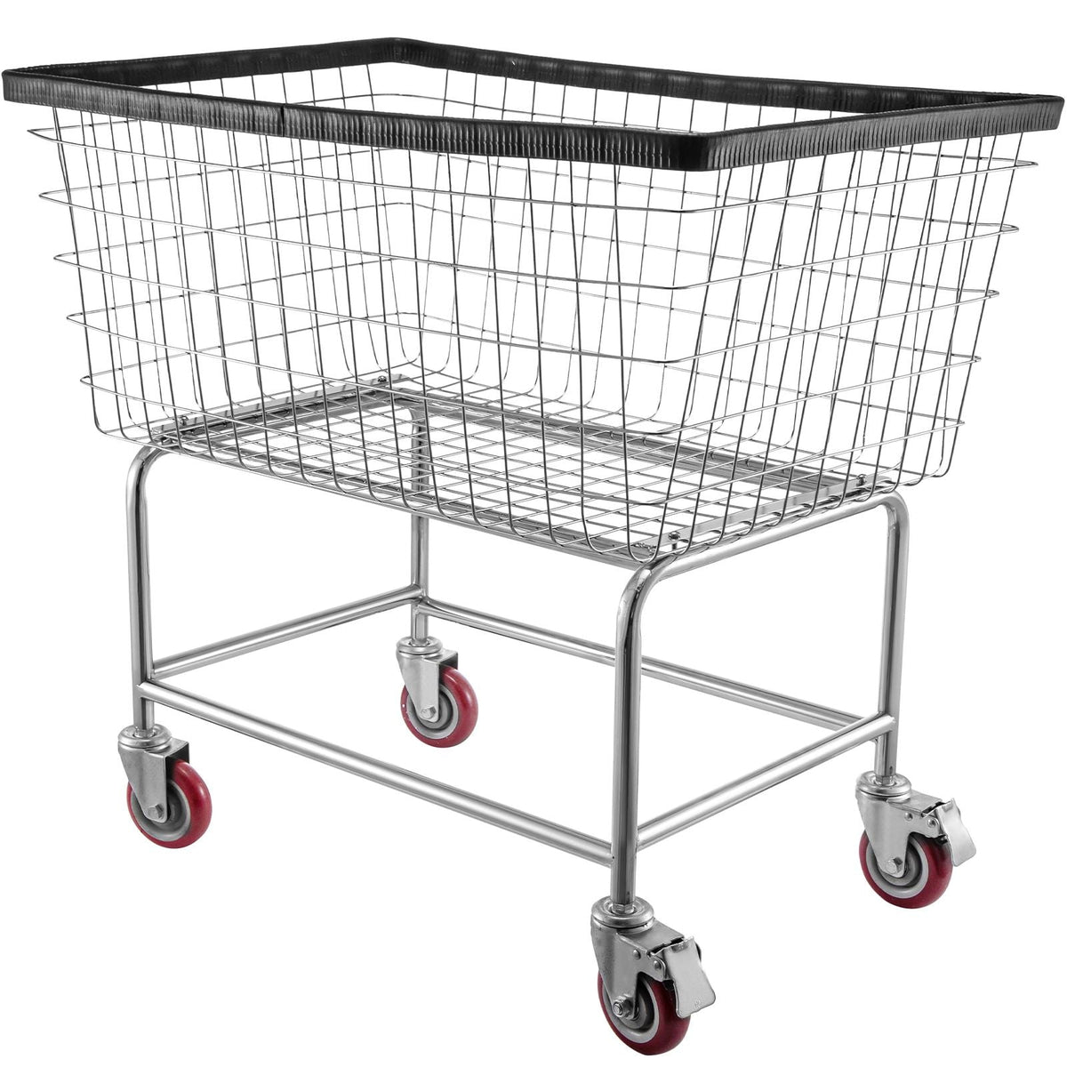 Wire Laundry Cart, 4.5 Bushel Wire Laundry Basket with Wheels, 35\'\'x15.7\'\'x22\'\' Commercial Wire Laundry Basket Cart, Steel Frame with Chrome Finish, 5\'\' Casters, Wire Basket Cart for Lau
