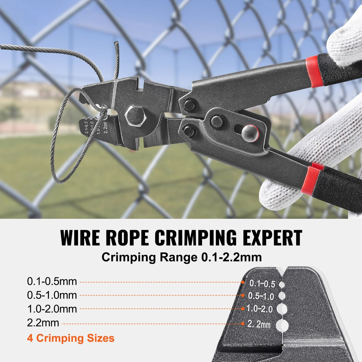 Wire Rope Crimping Tool and Cutter Up To 2.2mm Wire Cable Crimps, 1/64" - 3/32" Crimping Loop Sleeve Kit and 160pcs Aluminum Buckles, Fishing Crimping Tool Wire Rope Thimbles Kit